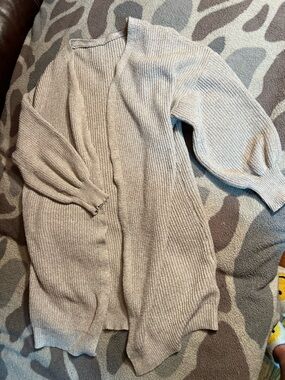SHEIN Neutral Beige Ribbed Knit Sweater long (to knees)